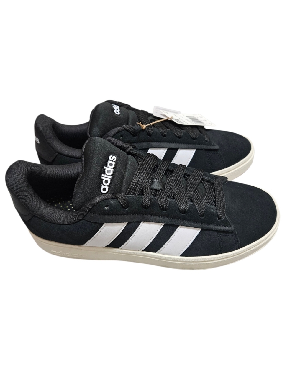 adidas Black with White-Striped Low-Top Grand Court Alpha 00s Sneakers NEW Men